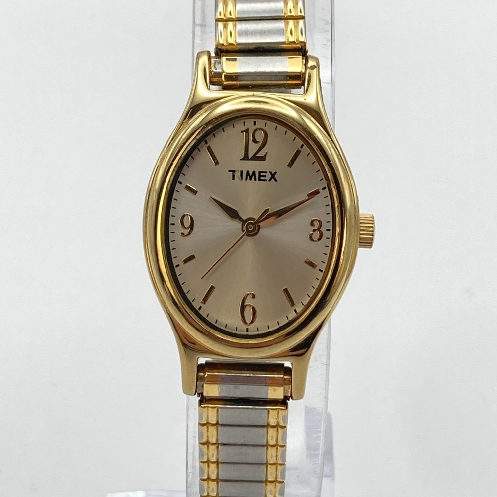 Timex Cavatina Women's Watch 21mm Gold Silver Tone Stretch Band New Battery 6.5"